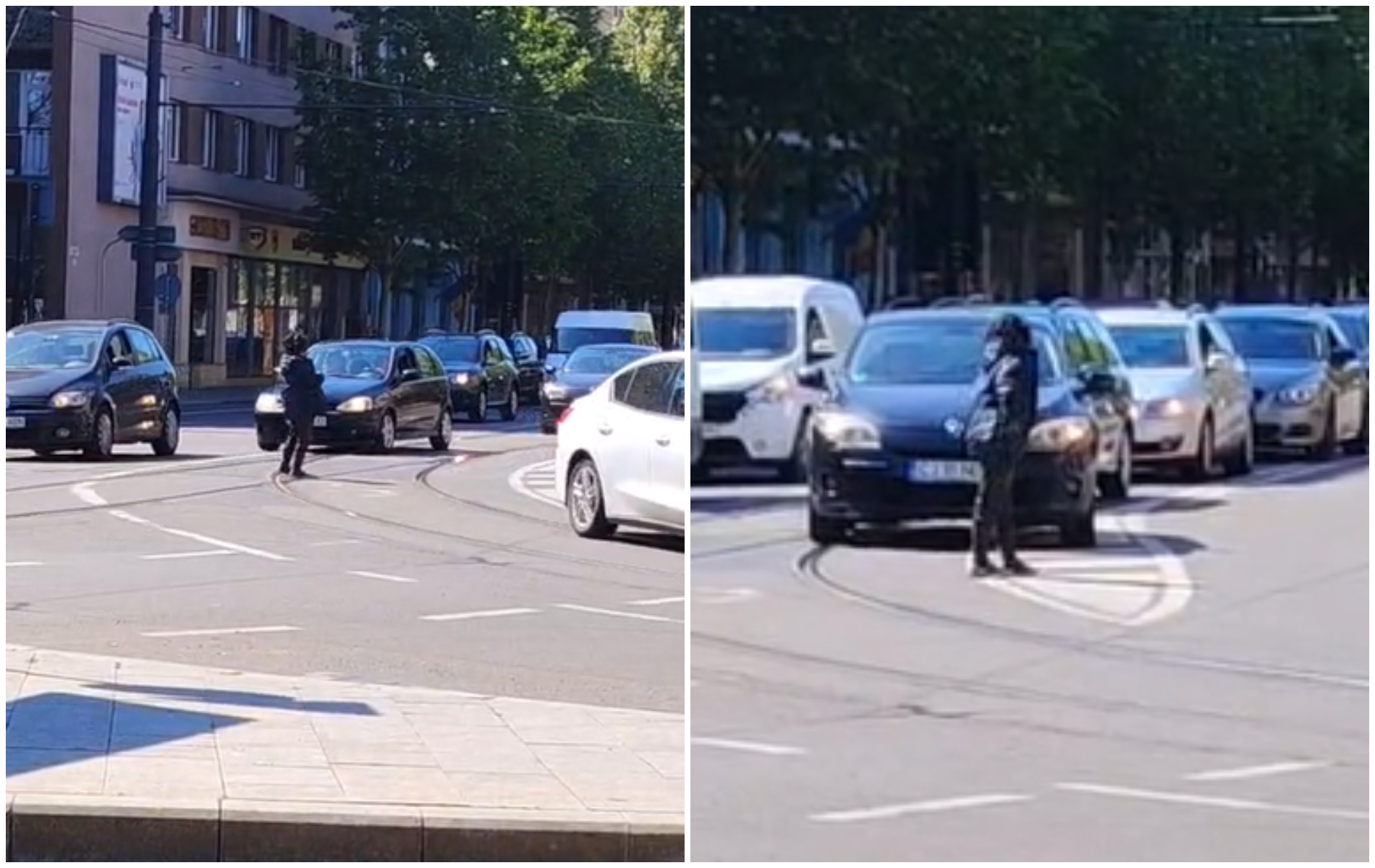 VIDEO Scene socante in Piata Garii din Cluj Napoca O femeie a patruns haotic printre masini punand in pericol circulatia Pare sa fie sub influenta drogurilor sau a alcoolului