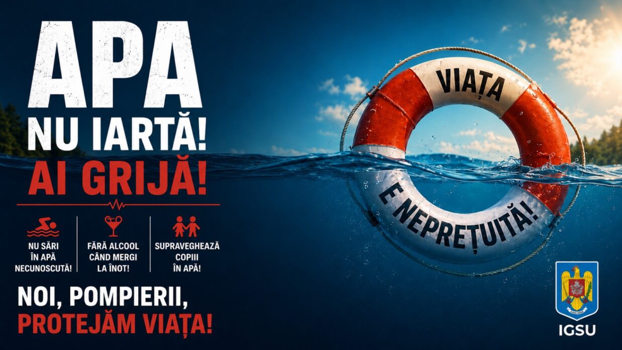 „Apa nu iartă! Fii atent!” Mesajul IGSU înainte de sezonul estival 1 apa nu iarta fii atent mesajul IGSU inainte de sezonul estival